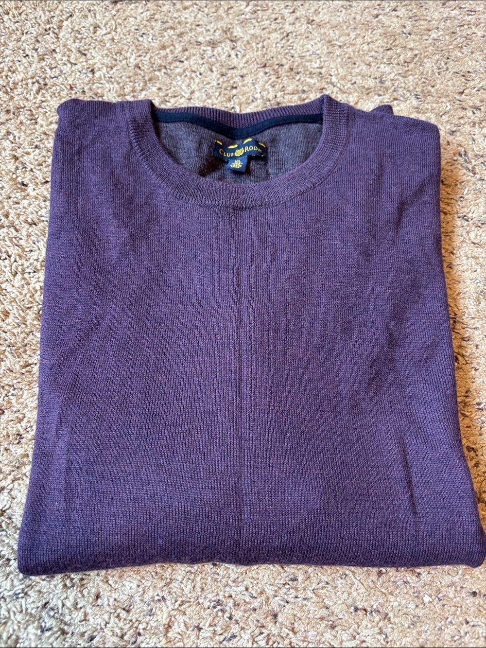 Club Room Men's Deep Plum Crewneck Wool Sweater